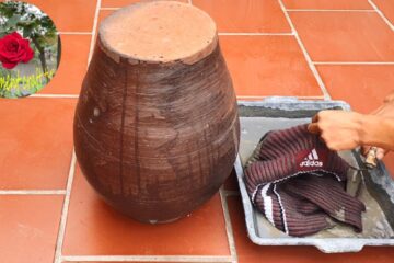 Top creative ideas from sweaters and cement. How to make flower pots from cement and sweaters.